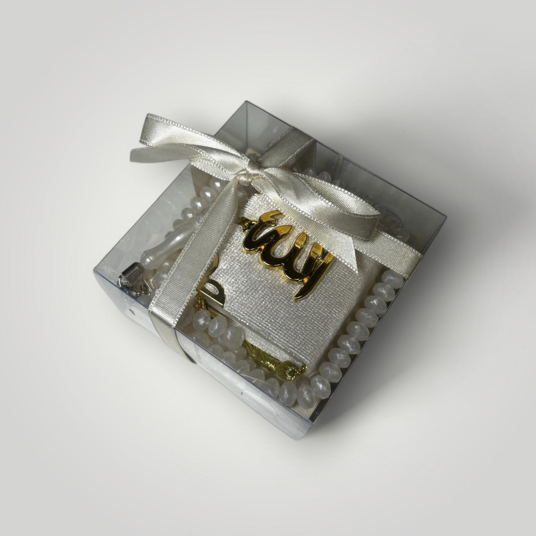 Mini Quran / Tasbih Set - White - Hira
