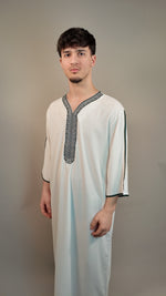 HIRA Jalabiya - Weiß/Royal Grün - Hira